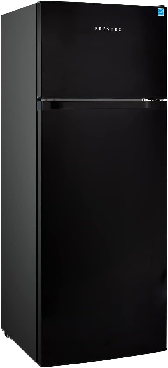 Frestec 7.4 CU' Refrigerator with Freezer, Apartment Size Refrigerator Top Freezer, 2 Door Fridge with Adjustable Thermostat Control, Freestanding, Door Swing, Black (FR 742 BK)