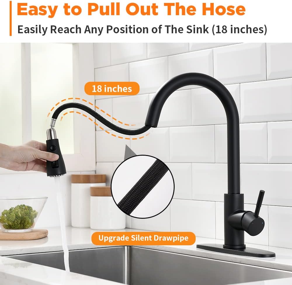 Black Kitchen Faucets with Pull Down Sprayer Kitchen Sink Faucet with Pull Out Sprayer Single