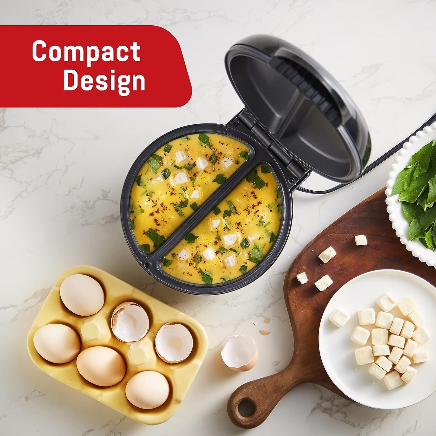 Elite Gourmet EOM205 Non-Stick Omelet, Frittata, Snack Pocket Maker, Dessert Maker, 2 Individual 6.5